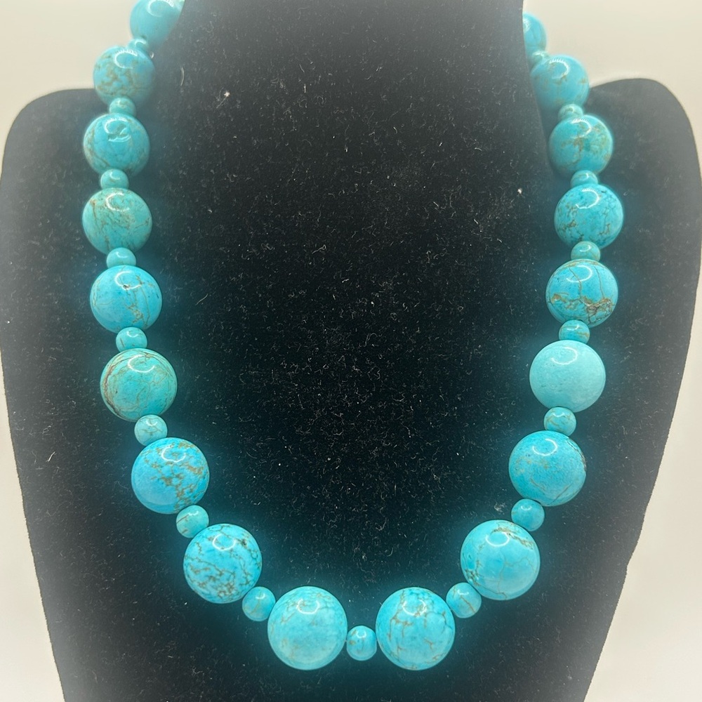 Turquoise Southwestern Boho Chunky Bead Necklace